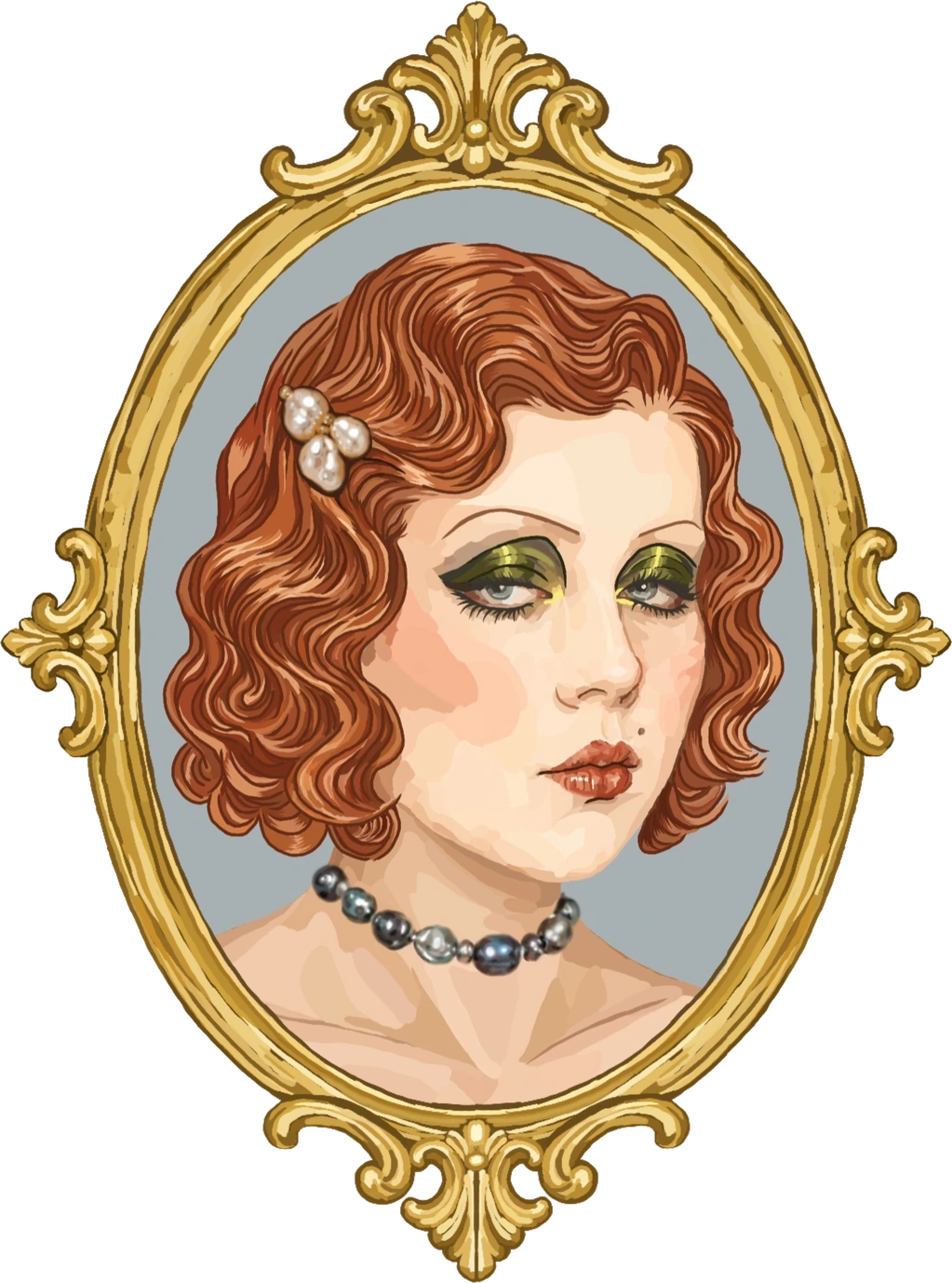 Portrait illustré d’Ulyana dans un cadre ovale doré